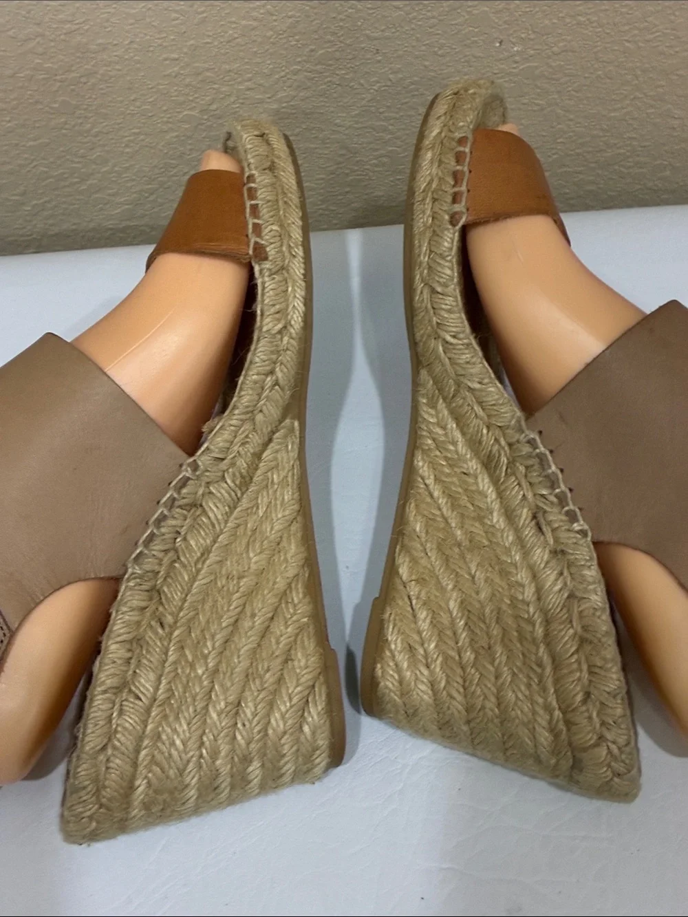 Soludos Two-Tone Brown Tan Espadrille Wedge Sandals